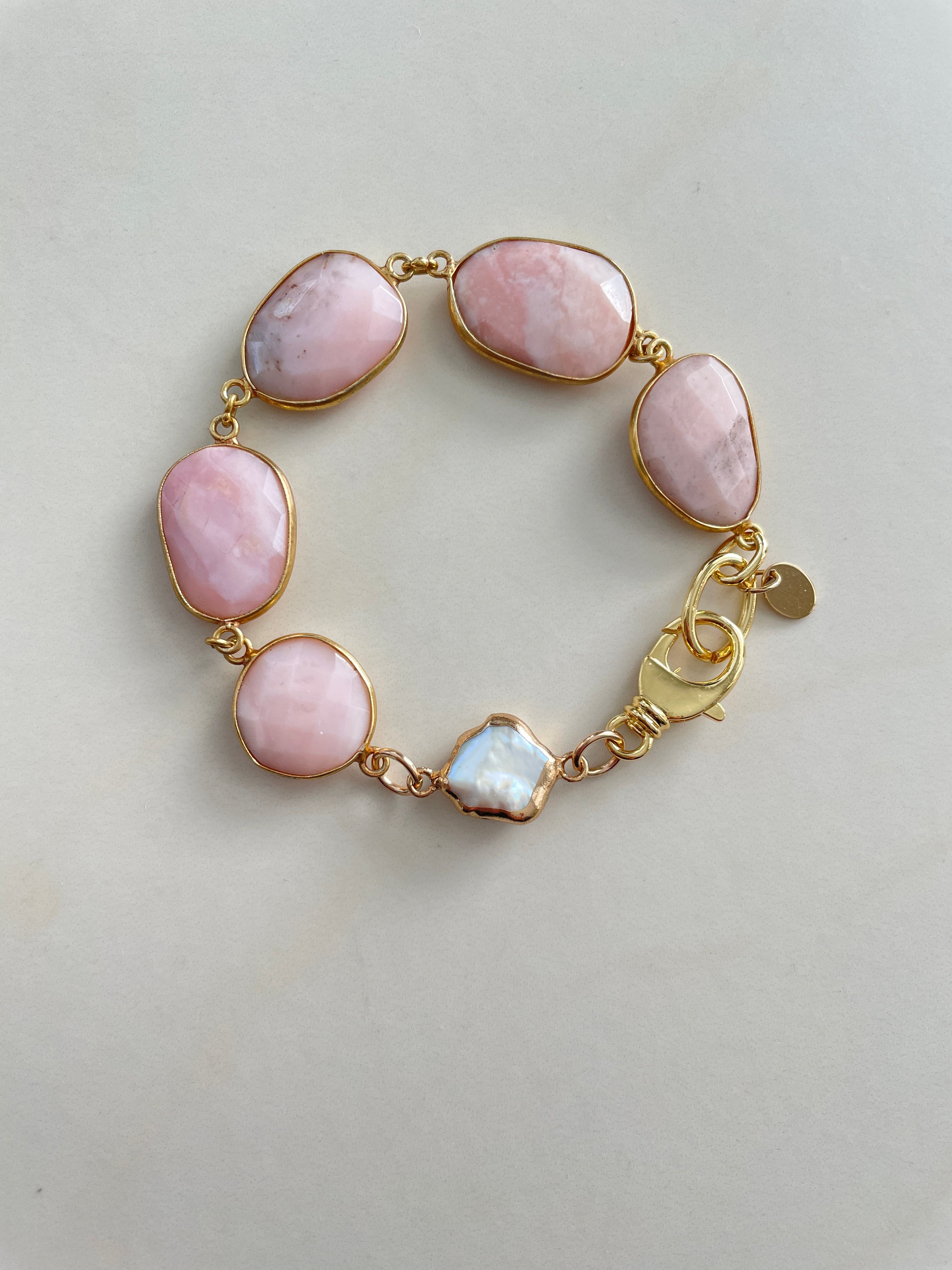 Pink Opal Bezel Bracelet
