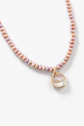 Mauve Pink Pearl Necklace
