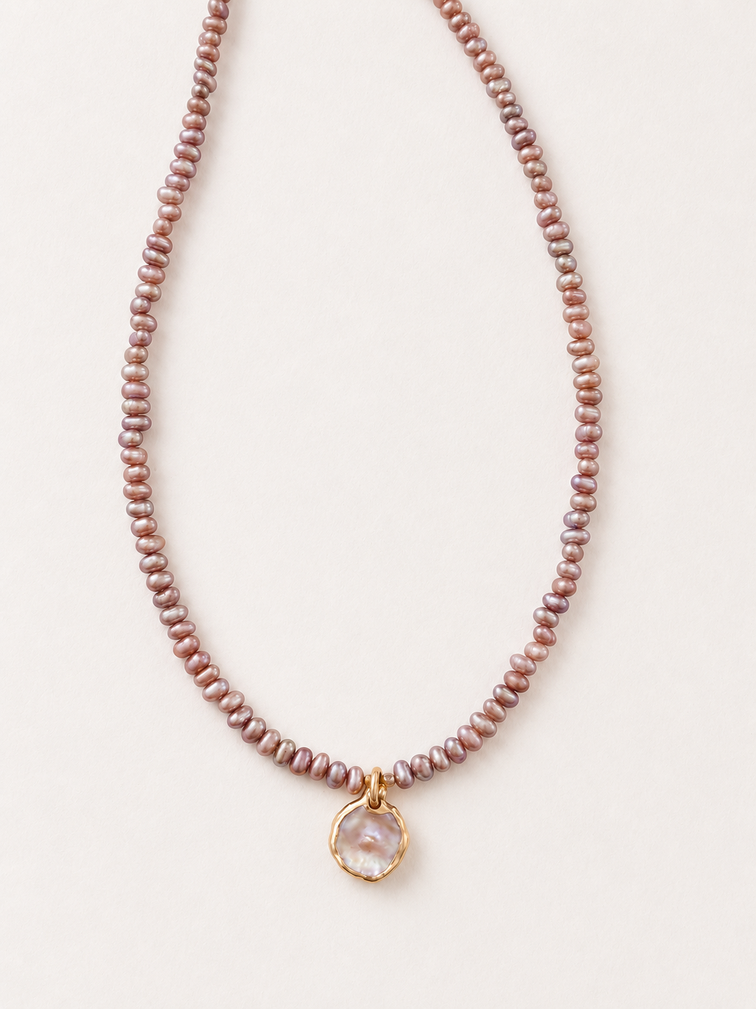 Mauve Pink Pearl Necklace*