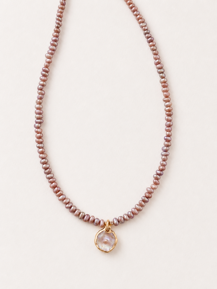 Mauve Pink Pearl Necklace*