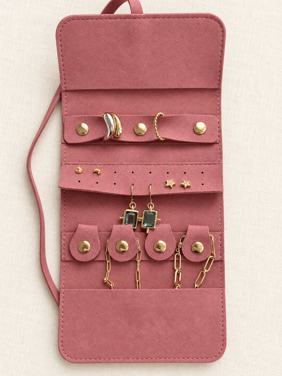 Suede Roll Up Travel Case