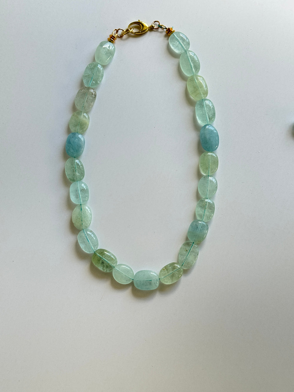 Nuggets of blue and green aquamarine on a 18" necklace