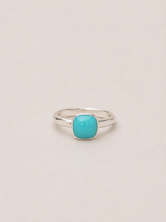 Squared Turquoise Mixed Metal Ring