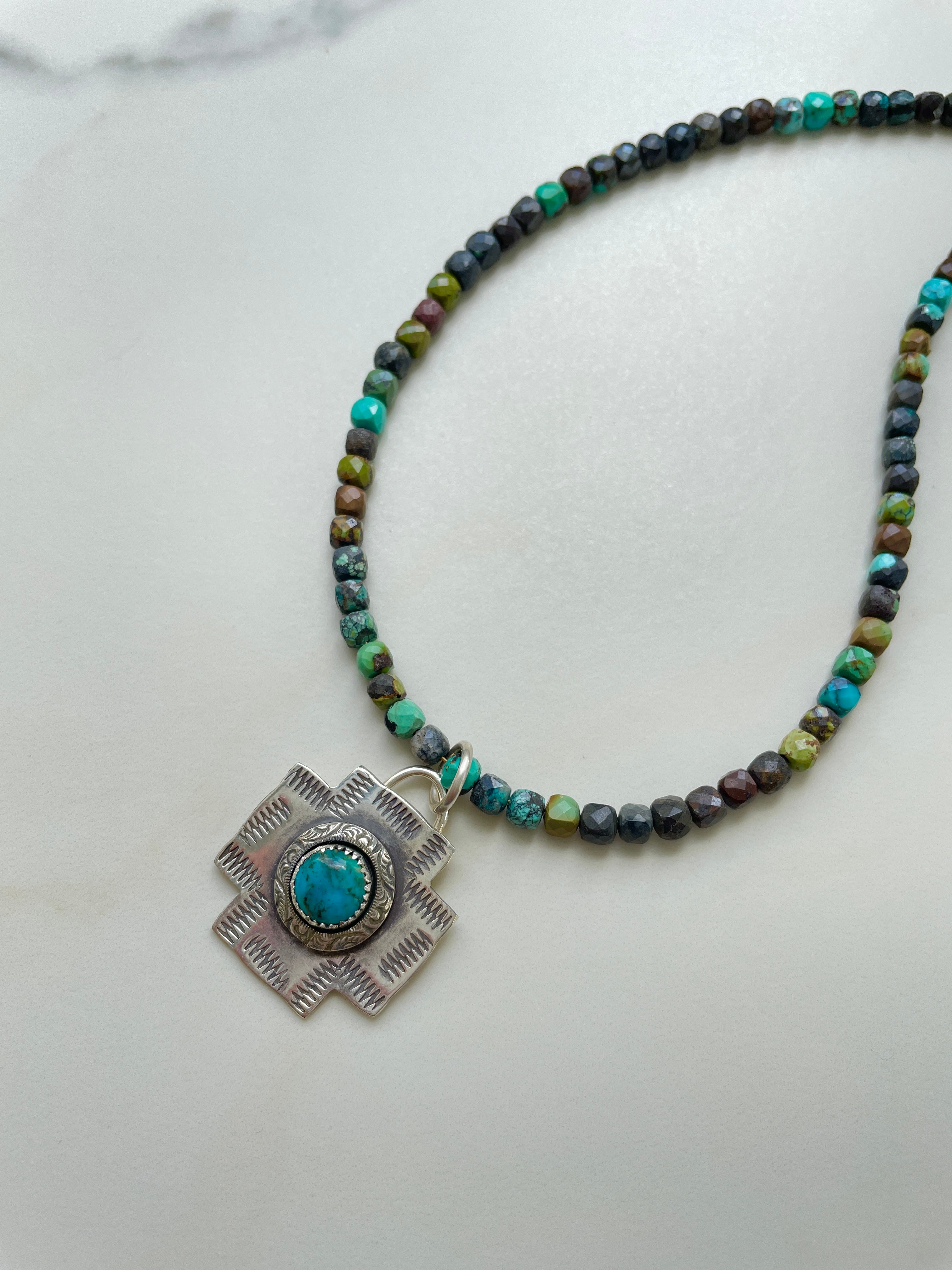 Southwest Turquoise Cross  Necklace