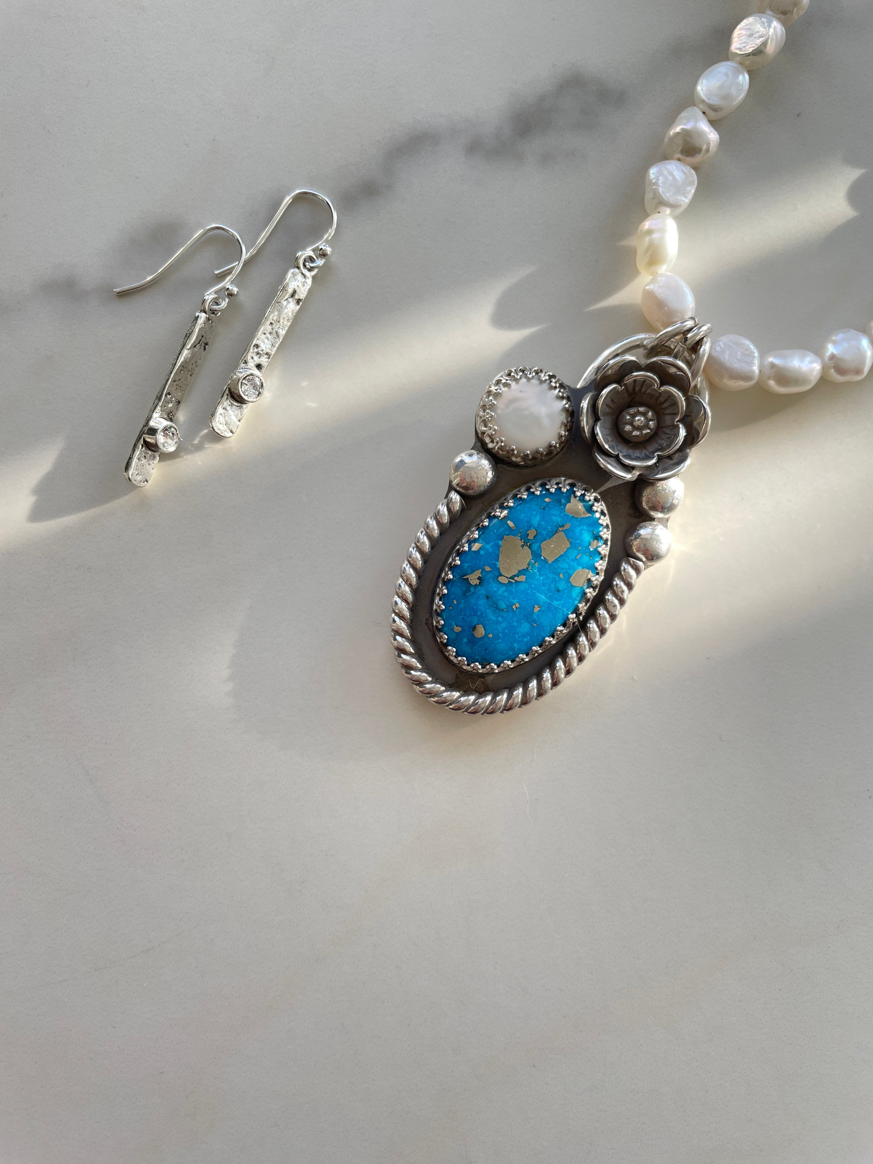 Treasure Pearl and Turquoise Necklace