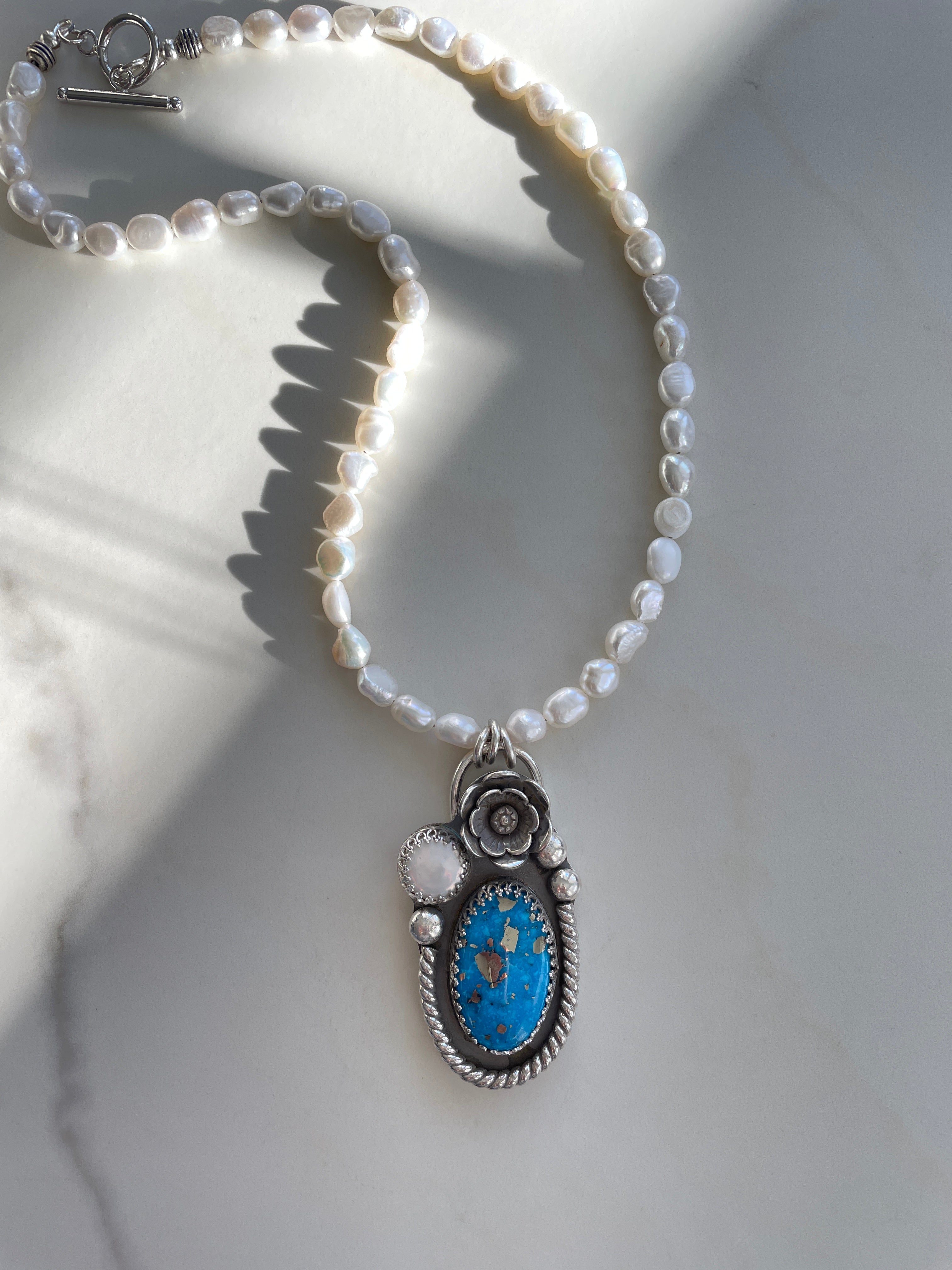 Treasure Pearl and Turquoise Necklace