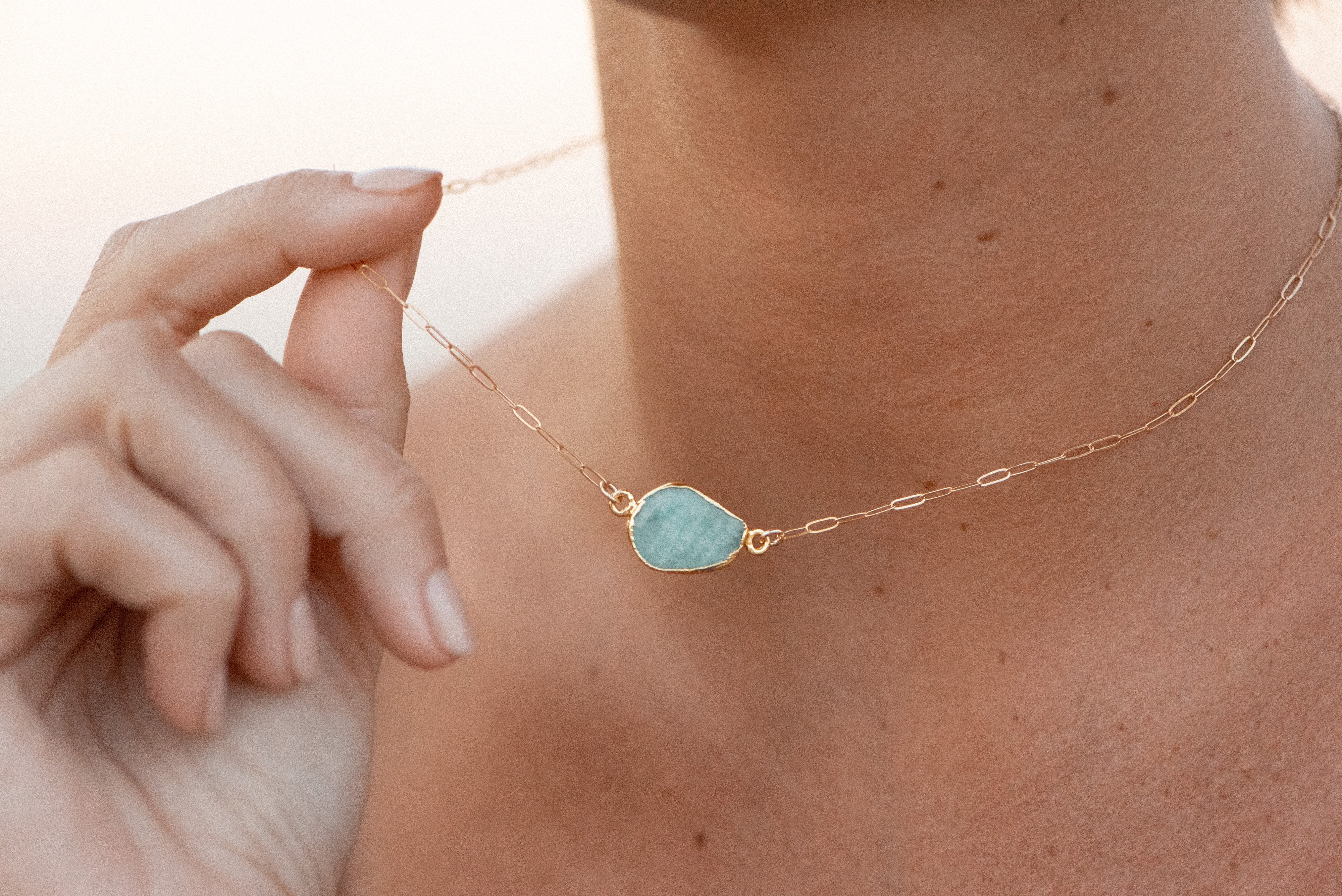 The Green Amazonite nugget necklace