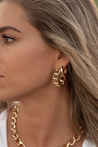 Wide Chain Hoop Earrings