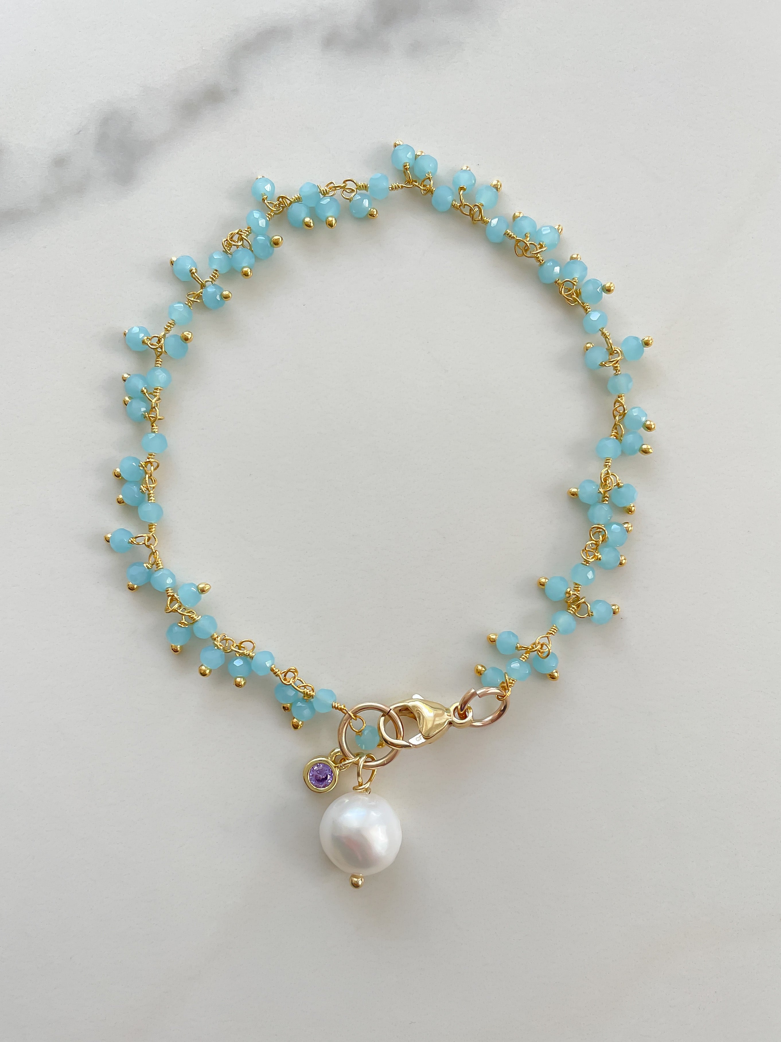 Dive In Chalcedony and Pearl Bracelet