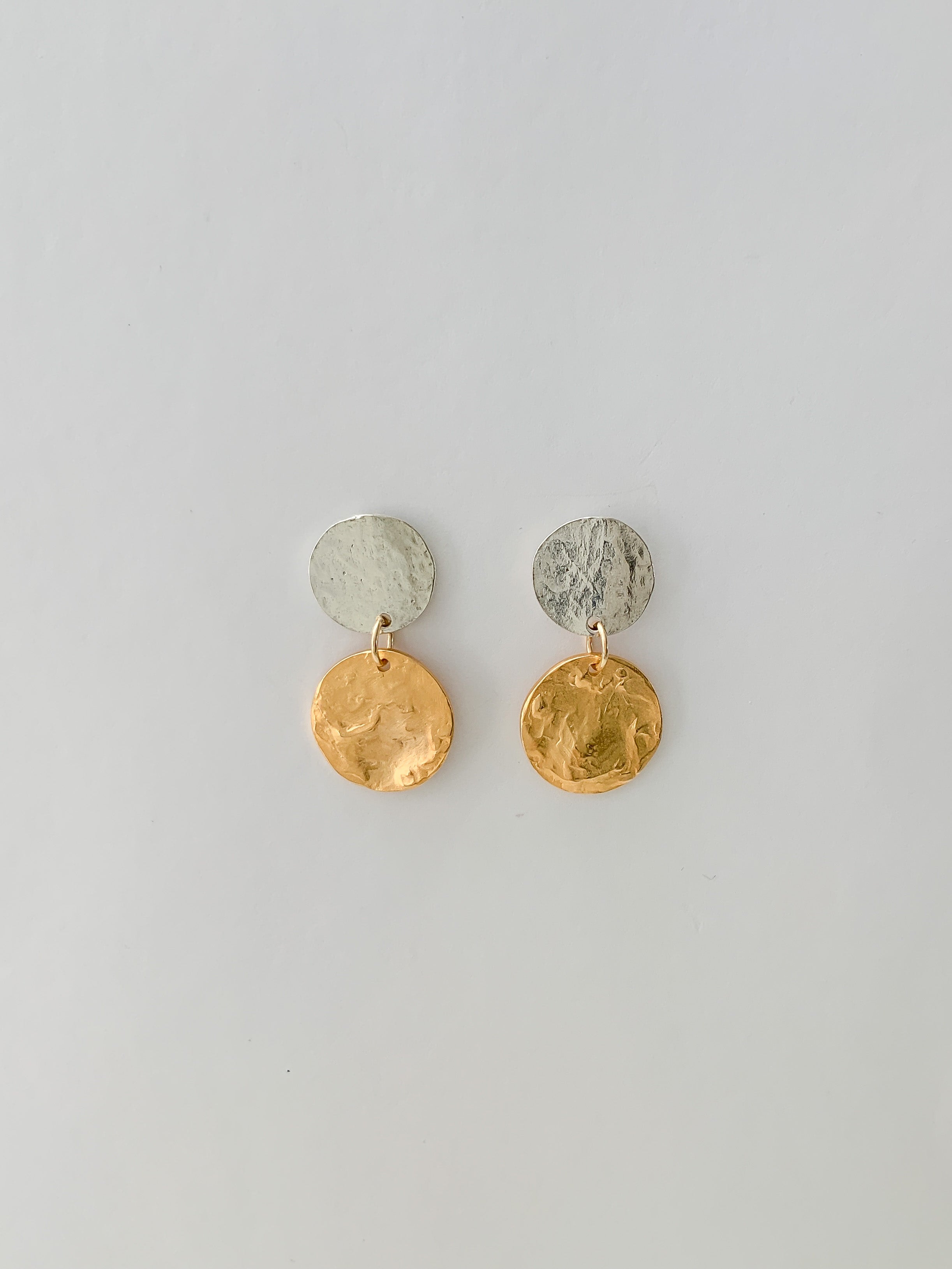 Companion Earrings Silver and Gold disks