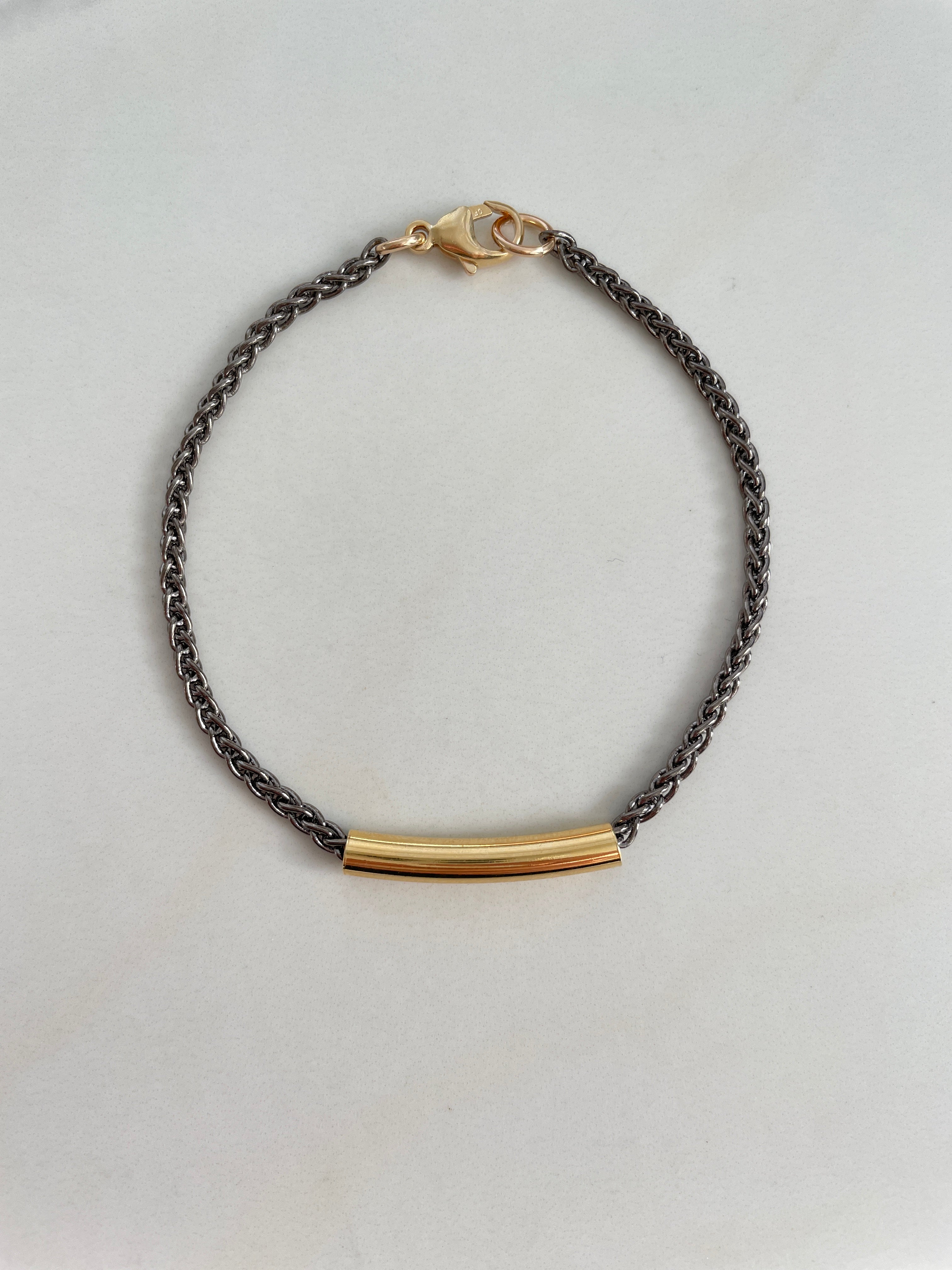 Mixed metal silver and gold traveler bracelet